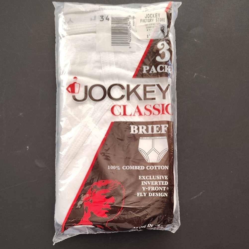 Vintage 1987 Jockey Classic White Briefs Mens Sz 34 Made In USA 3 Pack  NOS